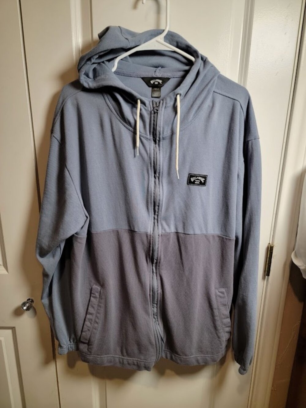 Billabong Men’s XL Blue Gray Colorblock Full Zip Hoodie Surf Skater